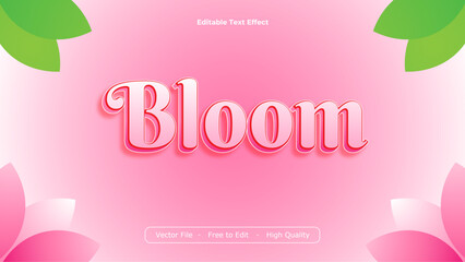 Bloom Text Effects Vector Design with Pink Background