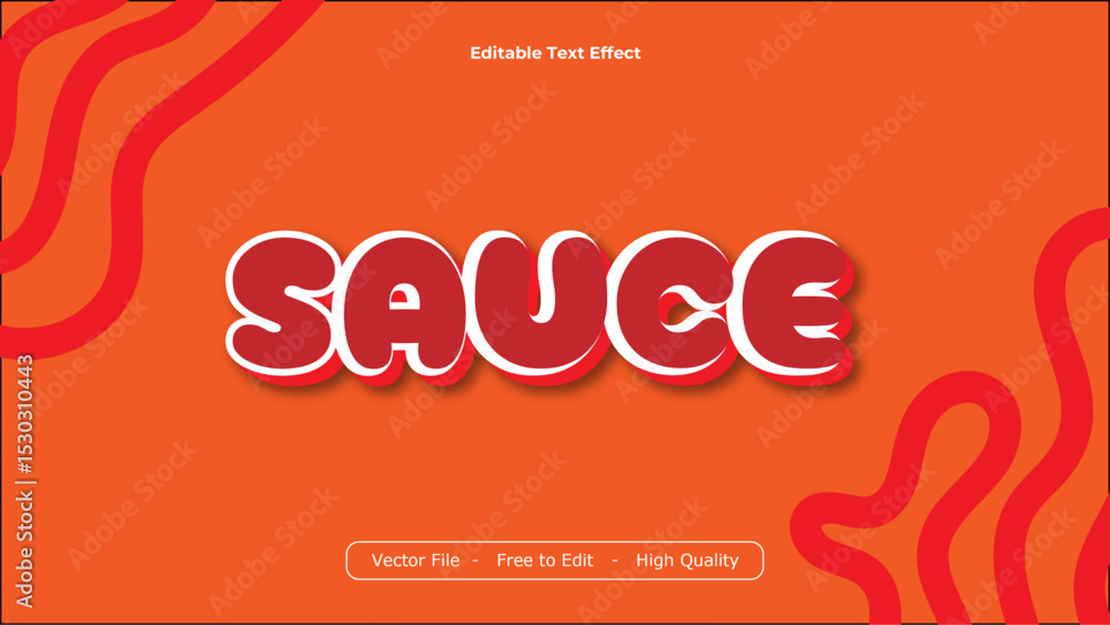 Poster sauce text effects vector design with orange background