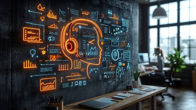 AI-powered customer service support concept.