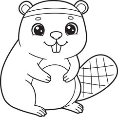 Obraz premium Beaver Outline for Coloring pages white color background
