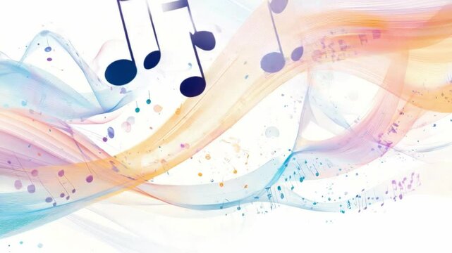 Melody's Embrace: An abstract illustration of music notes intertwined with a spectrum of vibrant hues, creating a symphony of colors that evokes a sense of harmony and movement.
