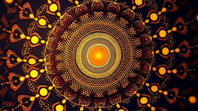 Intricate Fractal Design Displays Complex Radial Symmetry With Vibrant Golden And Brown Colors