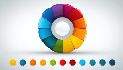 Obraz premium Colorful 3D radial pie chart with color swatches