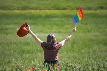 Rainbow, parade and lgbt awareness, inclusion and celebrate with sexuality