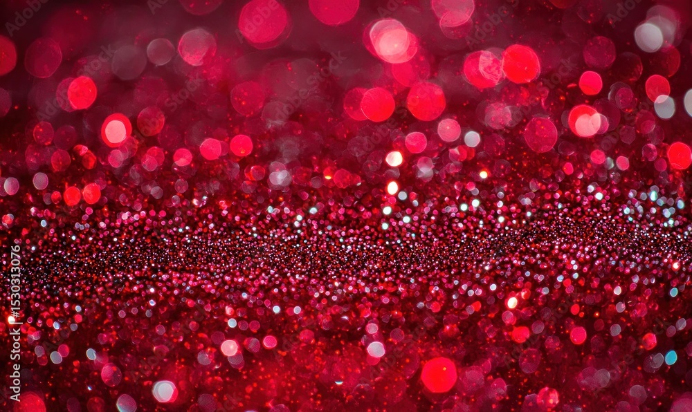 Poster abstract background of red bokeh lights and glitter, creating a sparkling, festive effect with varyi