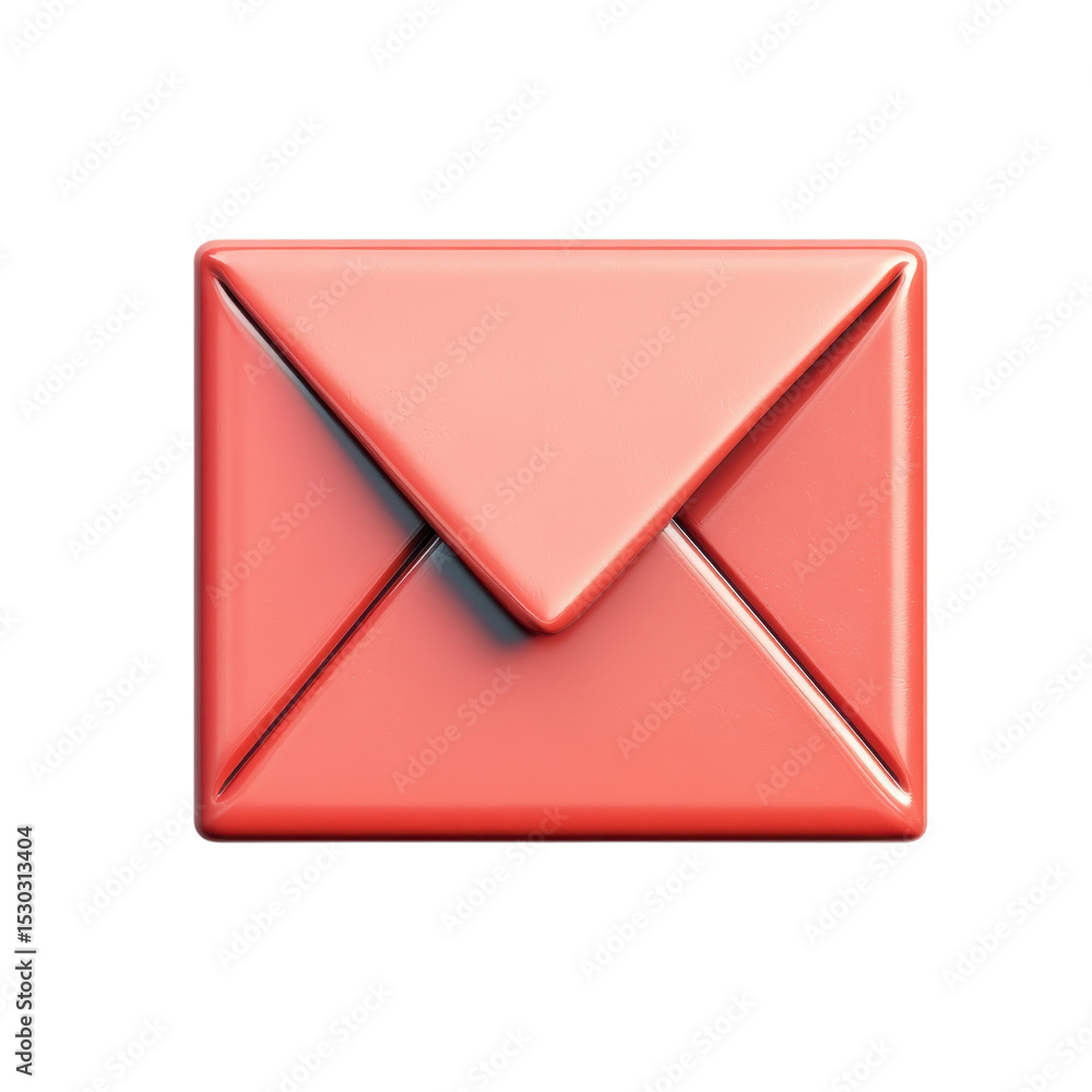 Poster glossy pink email icon design communication mail message contact inbox on transparent background
