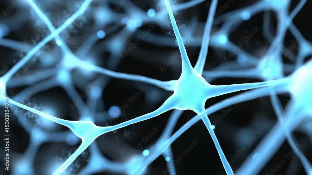 Poster vagus nerve concept ,neurons in glowing blue network showcase complexity of biology and technology i