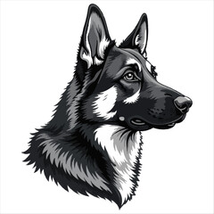 German Shepherd Face Vector – Upright Ears Dog Icon on White Background