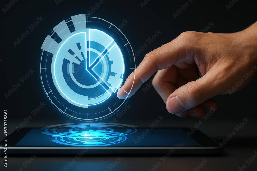Aufkleber futuristic interface with digital touchscreen activation and holographic display elements