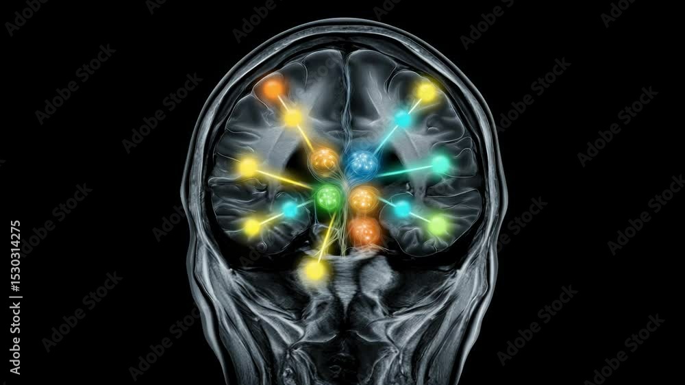 Poster vagus nerve concept ,colorful neural connections exploring brain activity and cognitive creativity t