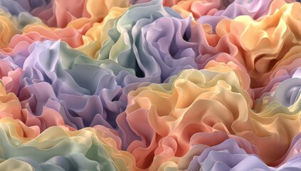 Abstract, pastel-colored, rippled fabric textures