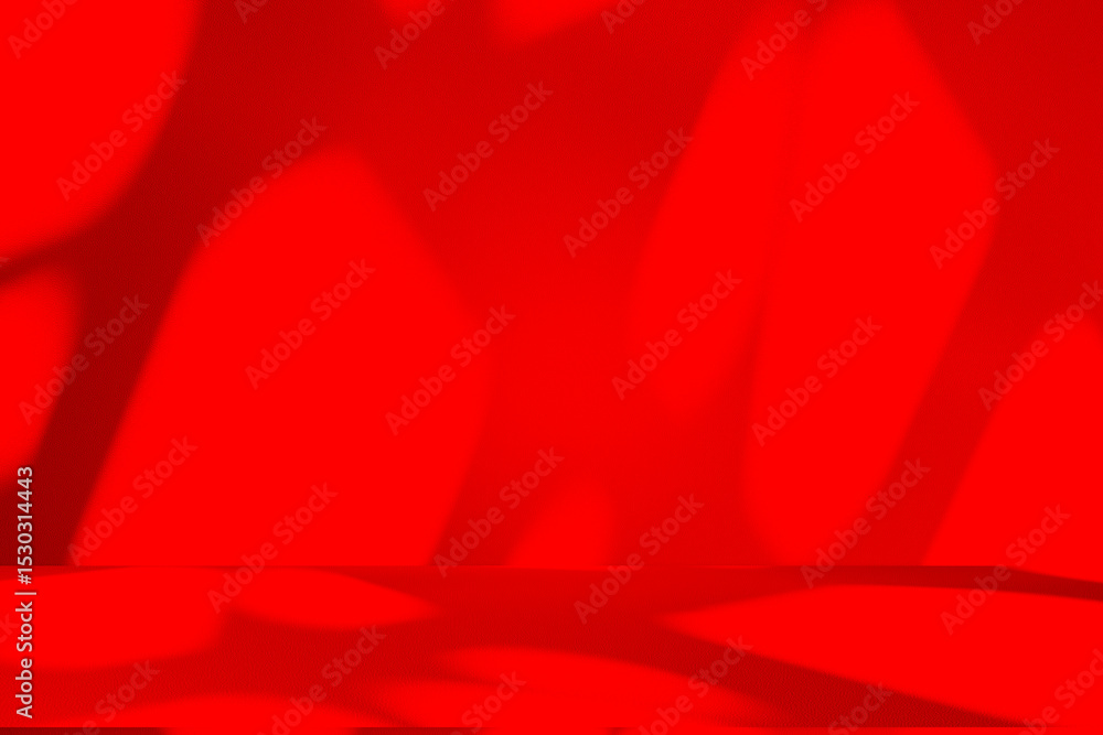 Aufkleber Wall interior background, studio and backdrops show products.with shadow from window color Red background for text insertion and presentation product	
