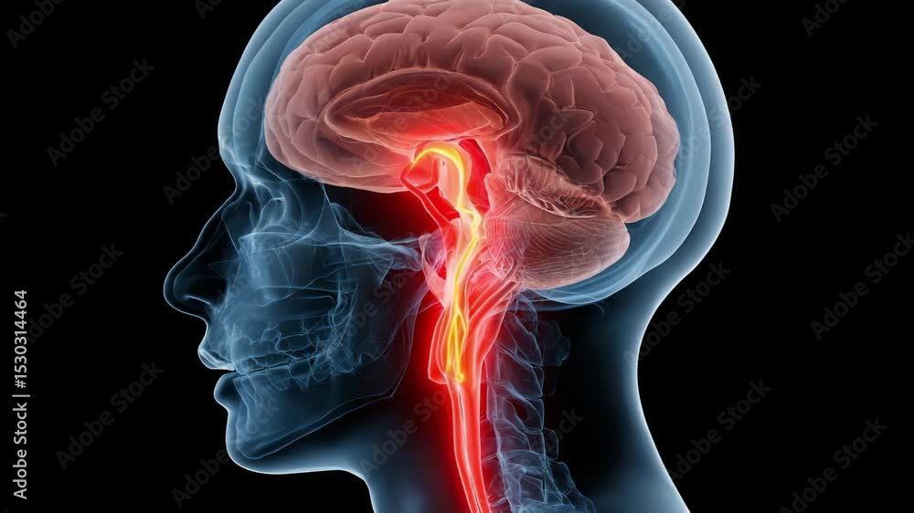 Poster vagus nerve concept ,detailed anatomical view of human brain and spinal cord exploring neural pathwa