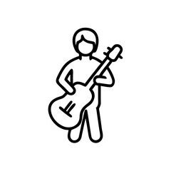 Jazz bass player performing live with expressive energy, outline icon