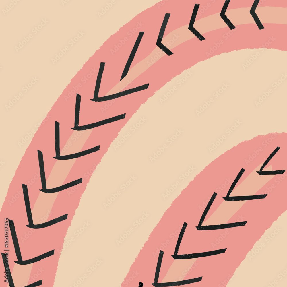 Poster abstract curved lines with arrow pattern on peach background