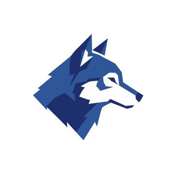 Simple cubistic wolf head logo illustration