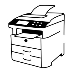 A doodle style icon of an office printer machine 