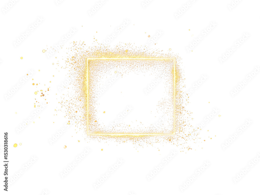 Poster soft gold color paint splatter border, colorful splashed powder explosion concept border frame, empt