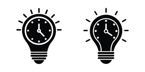 Light Bulb With Clock Face Symbolizing Timely Innovation Isolated on White Background