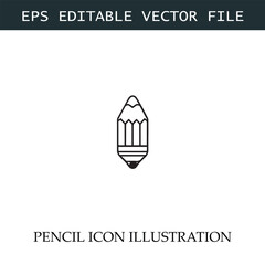 Pencil Icon Black and White Vector Design Image Illustration
