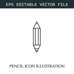 Pencil Icon Black and White Vector Design Image Illustration
