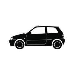Fototapeta premium Black silhouette of a small hatchback car