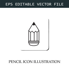 Pencil Icon Black and White Vector Design Image Illustration
