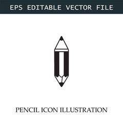 Pencil Icon Black and White Vector Design Image Illustration
