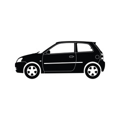 Obraz premium Black silhouette of a small hatchback car
