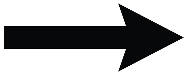 Straight black long arrow vector icon isolated on white background