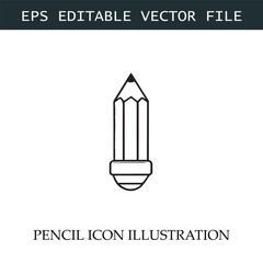 Pencil Icon Black and White Vector Design Image Illustration
