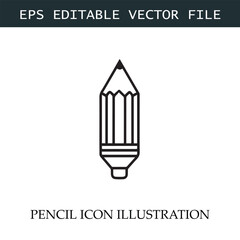 Pencil Icon Black and White Vector Design Image Illustration
