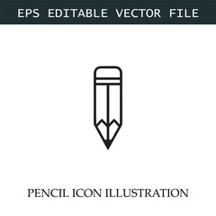 Pencil Icon Black and White Vector Design Image Illustration

