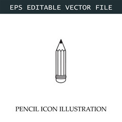 Pencil Icon Black and White Vector Design Image Illustration
