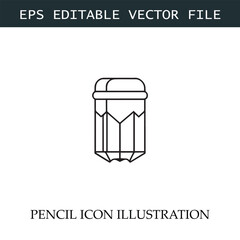Pencil Icon Black and White Vector Design Image Illustration
