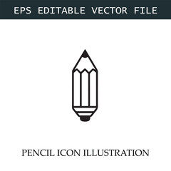Pencil Icon Black and White Vector Design Image Illustration
