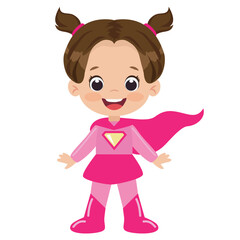 Cute super hero girl  vector cartoon illustration