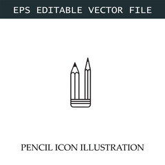 Pencil Icon Black and White Vector Design Image Illustration
