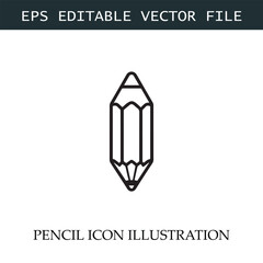 Pencil Icon Black and White Vector Design Image Illustration
