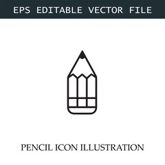 Pencil Icon Black and White Vector Design Image Illustration
