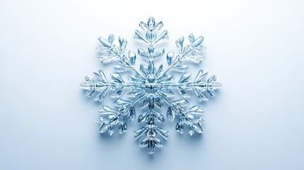 Crystal Snowflake on Light Blue Background