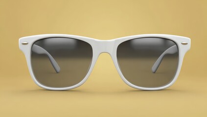 White sunglasses on a beige background