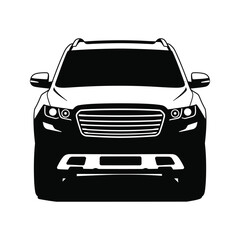 Front view black and white suv car illustration