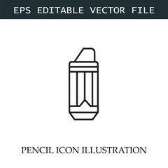 Pencil Icon Black and White Vector Design Image Illustration
