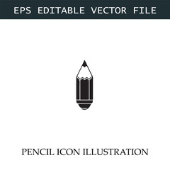 Pencil Icon Black and White Vector Design Image Illustration
