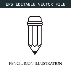 Pencil Icon Black and White Vector Design Image Illustration
