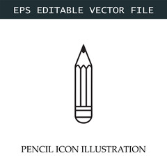 Pencil Icon Black and White Vector Design Image Illustration
