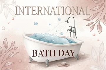 International Bath Day, Foam-filled tub symbolizes health, freshness, and self-care routine.