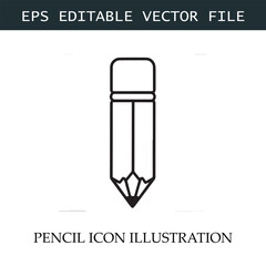 Pencil Icon Black and White Vector Design Image Illustration

