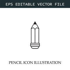 Pencil Icon Black and White Vector Design Image Illustration
